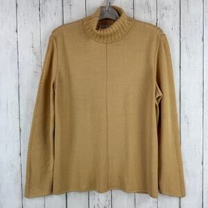 VTG St. John Sport Tan Santana Knit Turtleneck Pullover Sweater USA Size Small